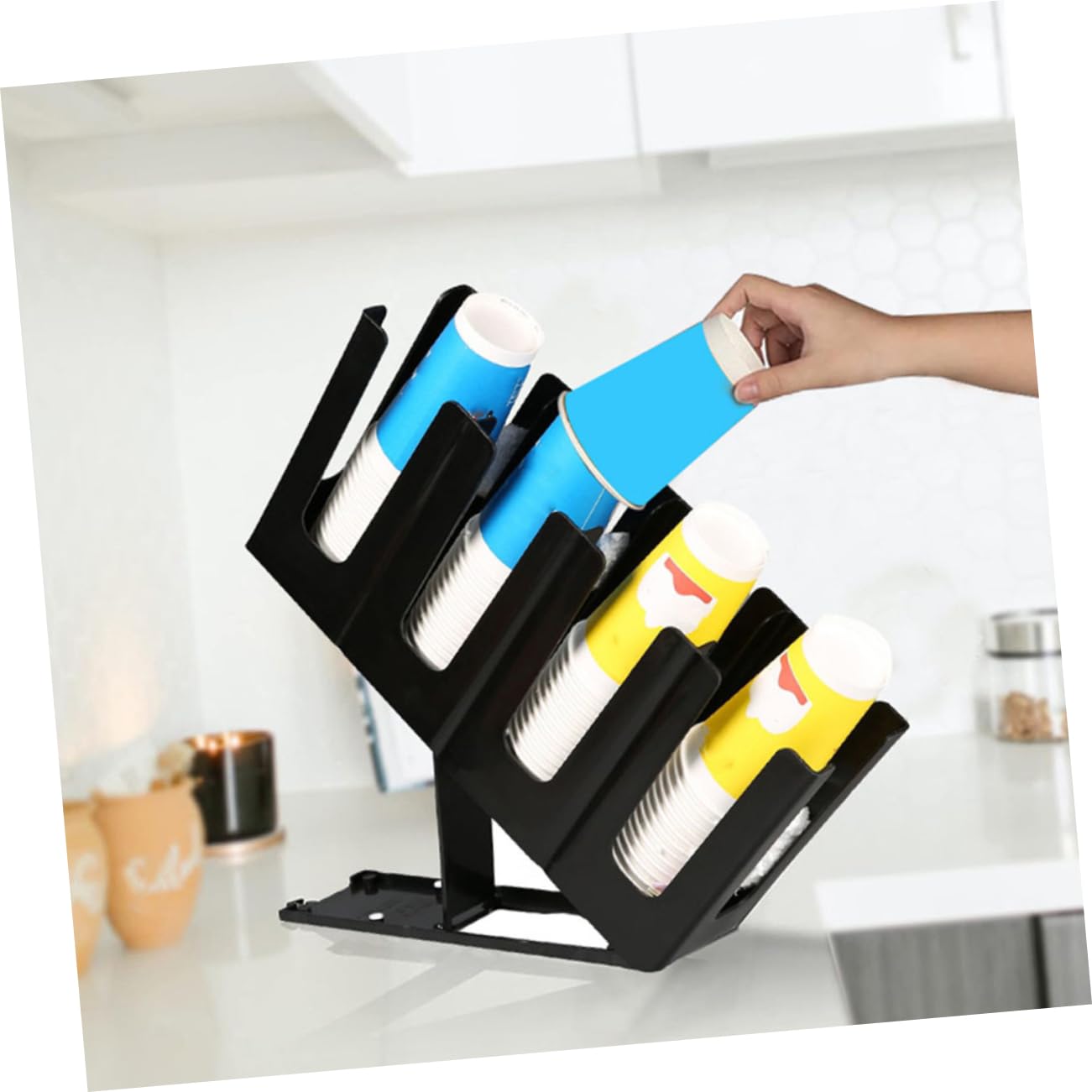 Plástico Dispensador Negro Vasos de Papel de Plegable para Cafetería