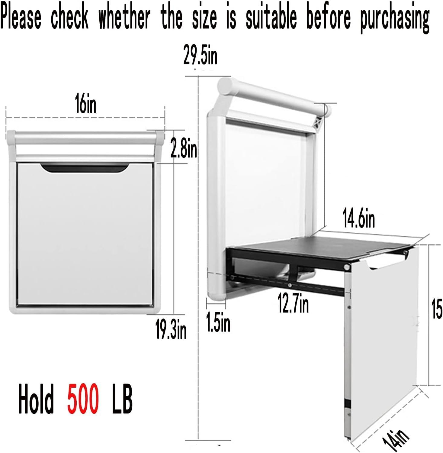 Foldable Wall-Mounted Stool Armrest,Shower Seat with Handle,Shoes Changing 14.9inch