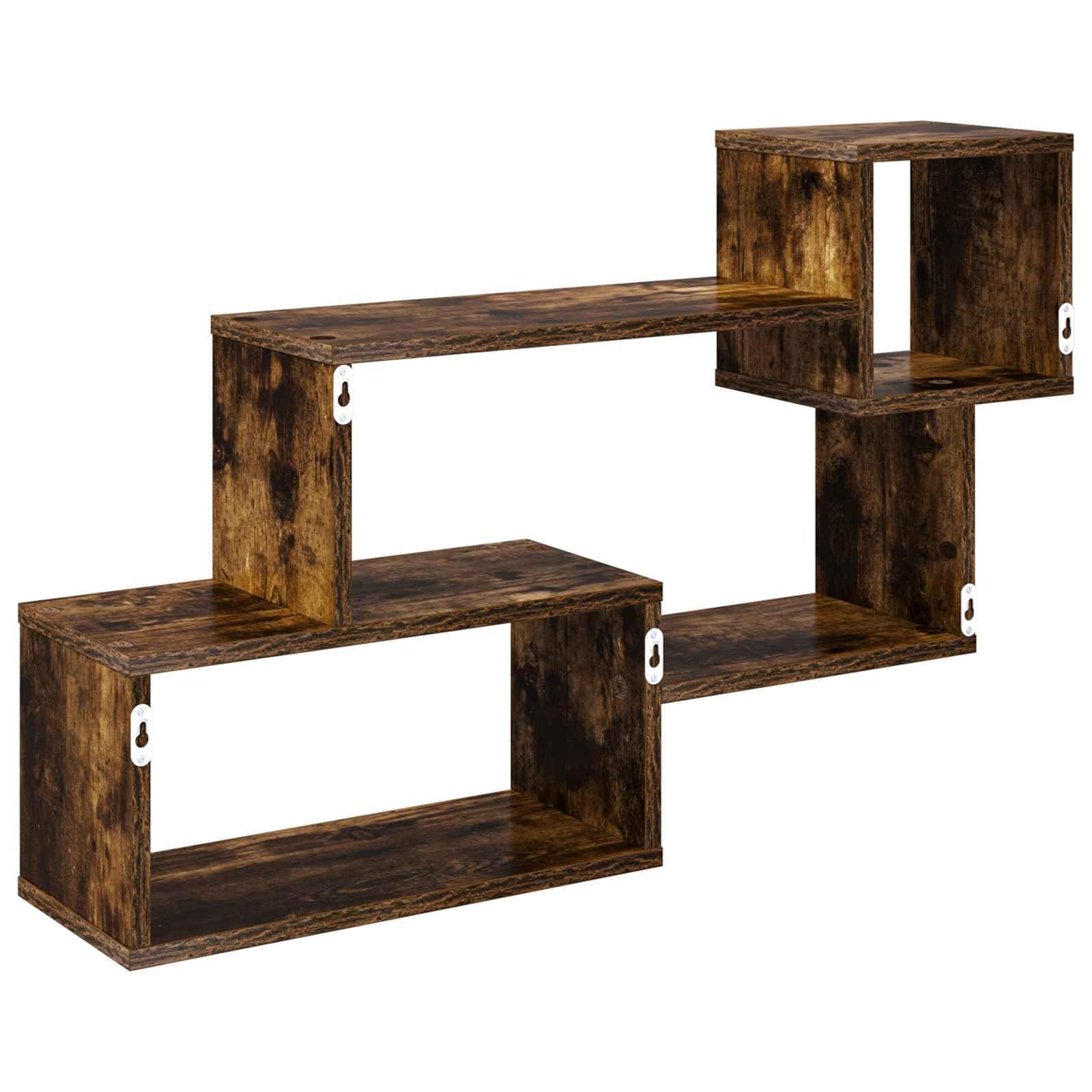Schwebendes Wandregal Raucheiche Holzwerkstoff 87x20x55 cm | Modernes Wandboard in Raucheiche-Optik fuer Wohnzimmer, Schlafzimmer und Flur mit stabiler Wandbefestigung.