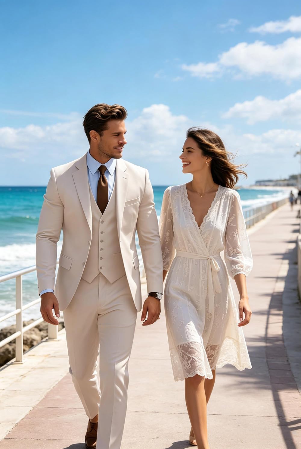 MoranX Business Men Suits Regular Fit 3 Piece Tuxedos Notch Lapel Blazer Vest Pants for Wedding Grooms