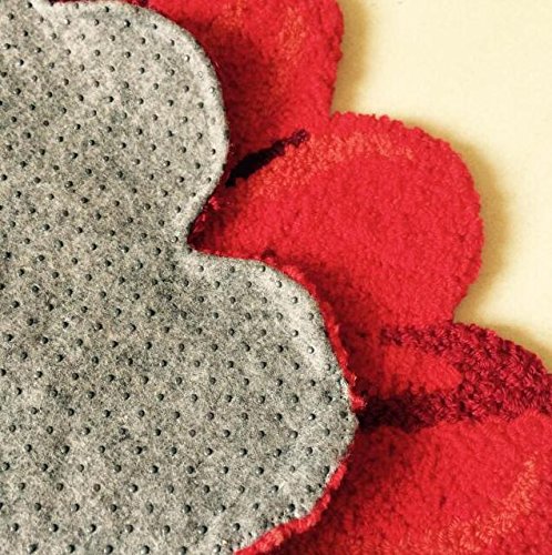 Judy Dre Am Red Flowers Shape Area Rugs Hand Woven Round Sunflowers Runner Rug For Bedroom,Living Room,Kitchen,Bathroom,Bedside Floor Mat Non-Slip Floral Farmhouse Absorbent Doormat 25.6" X 25.6" #TOP3