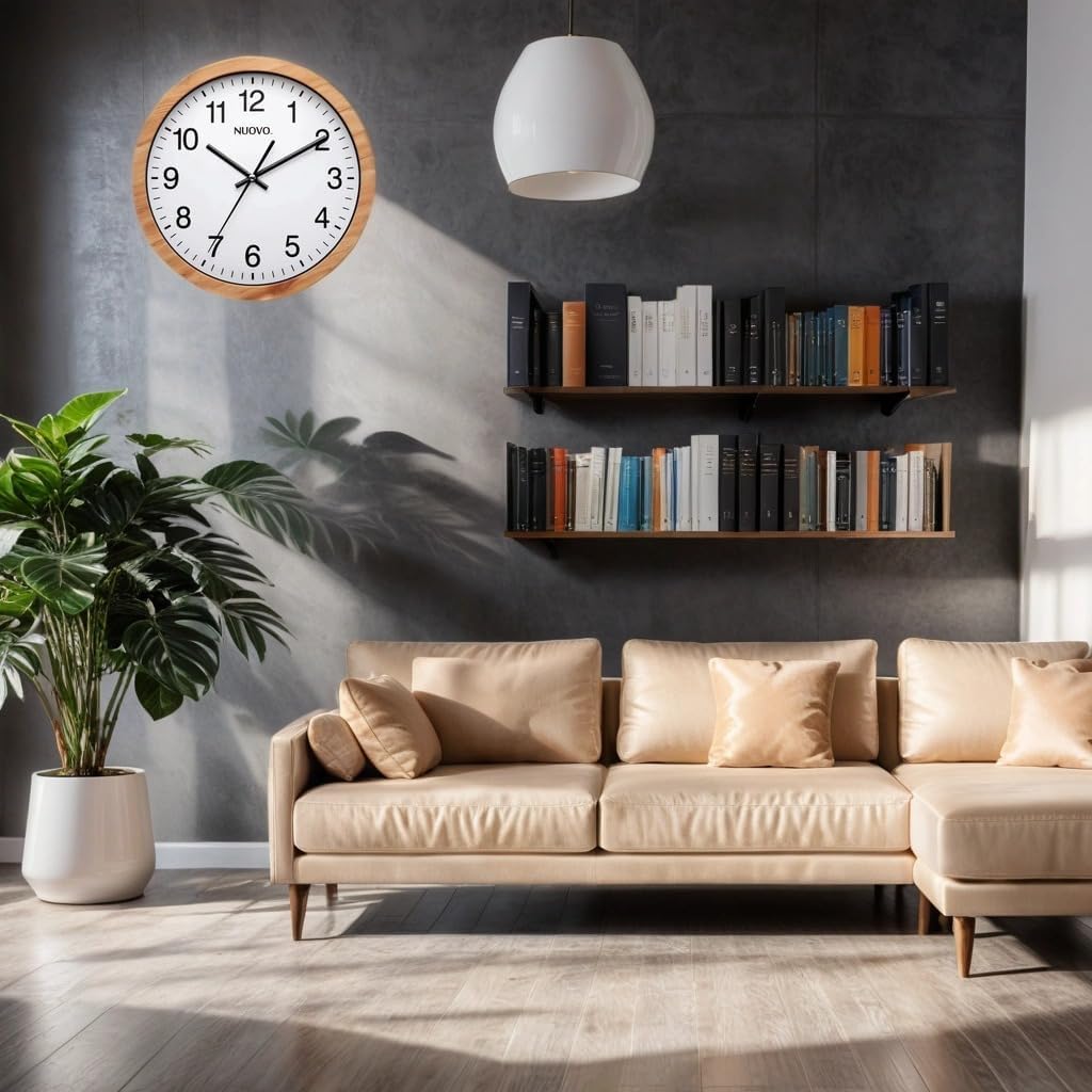 NUOVO Reloj de pared redondo de grano de madera de 40 cm (40 cm)