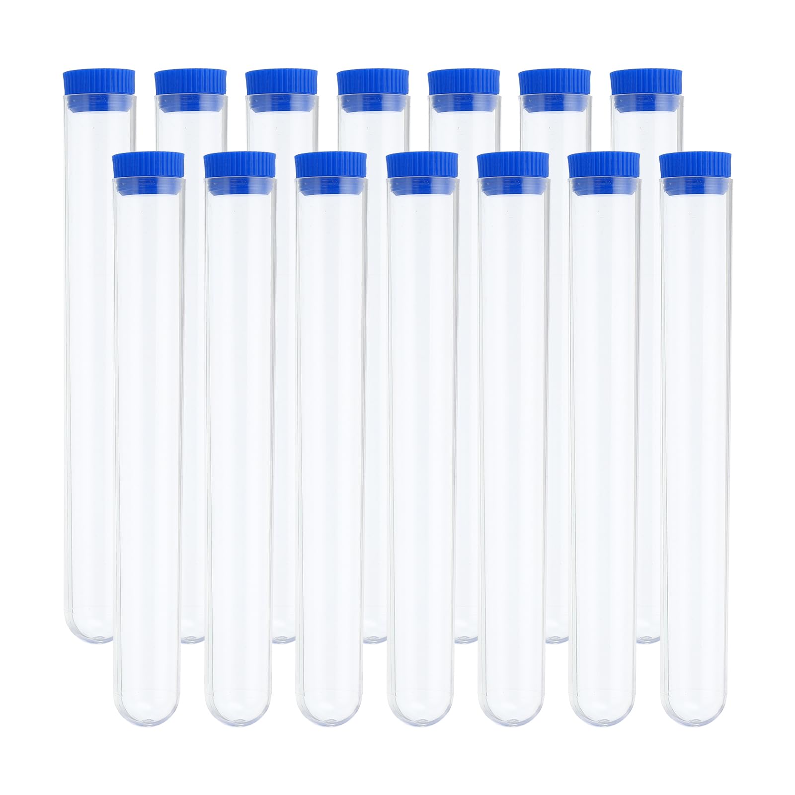 PATIKIL 70ml Test Tubes Set, 15pcs 5.91x0.79" PS Clear Round Bottom Test Tube Containers with Stopper for Bead Party Candy Bath Salt Storage