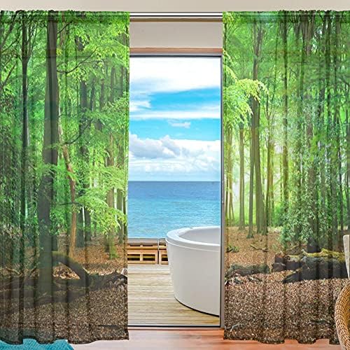ALAZA Voile Curtain Christmas Snowy Patterned Sheer Window Polyester Material Fabric for Bedroom Living Room Kitchen Decor Home Decoration 2 Panels 78 x 55 inch