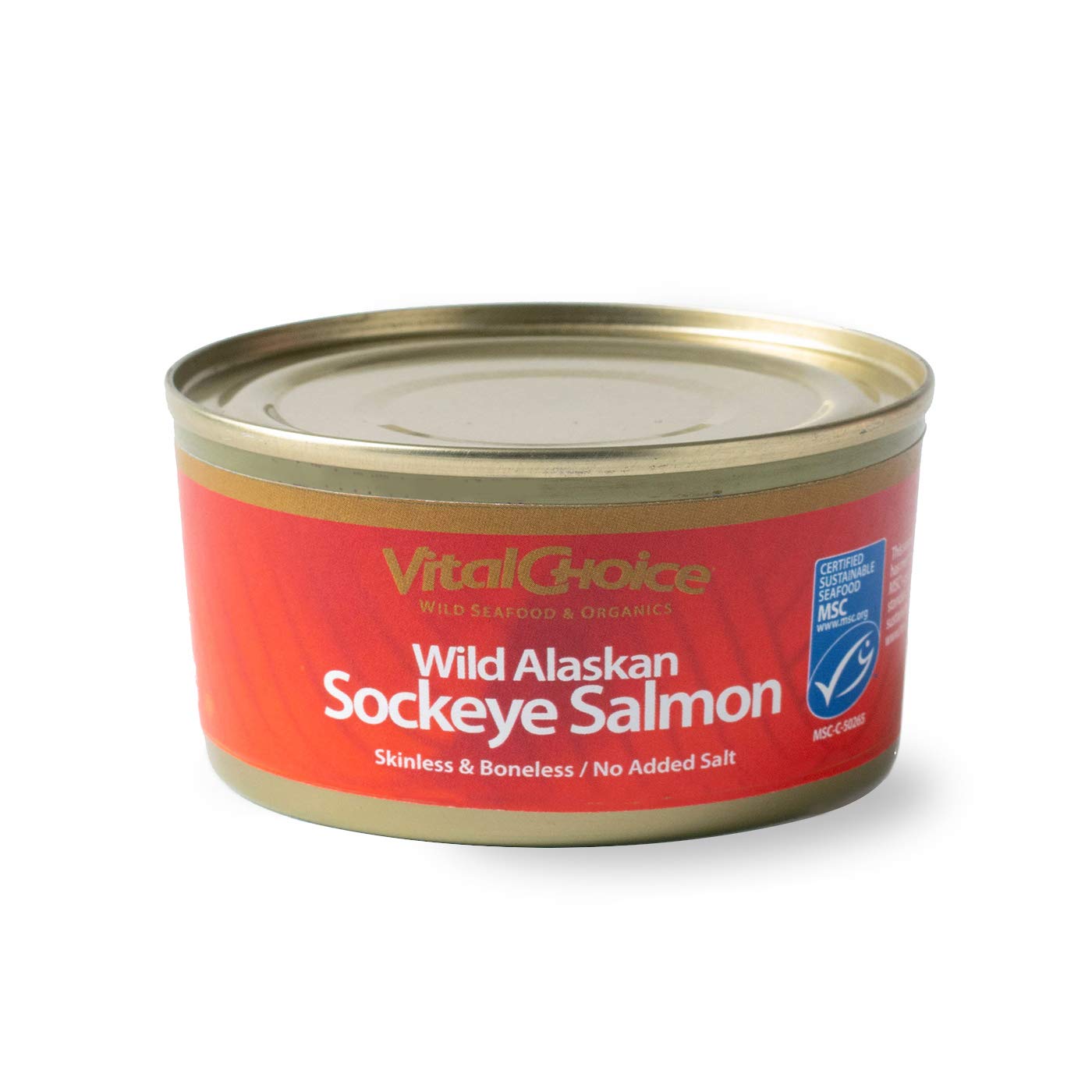 Vital Choice Msc Wild Alaskan Sockeye Salmon, Skinless, Boneless, No Added Salt, 6-Oz Cans (Pack of 6)