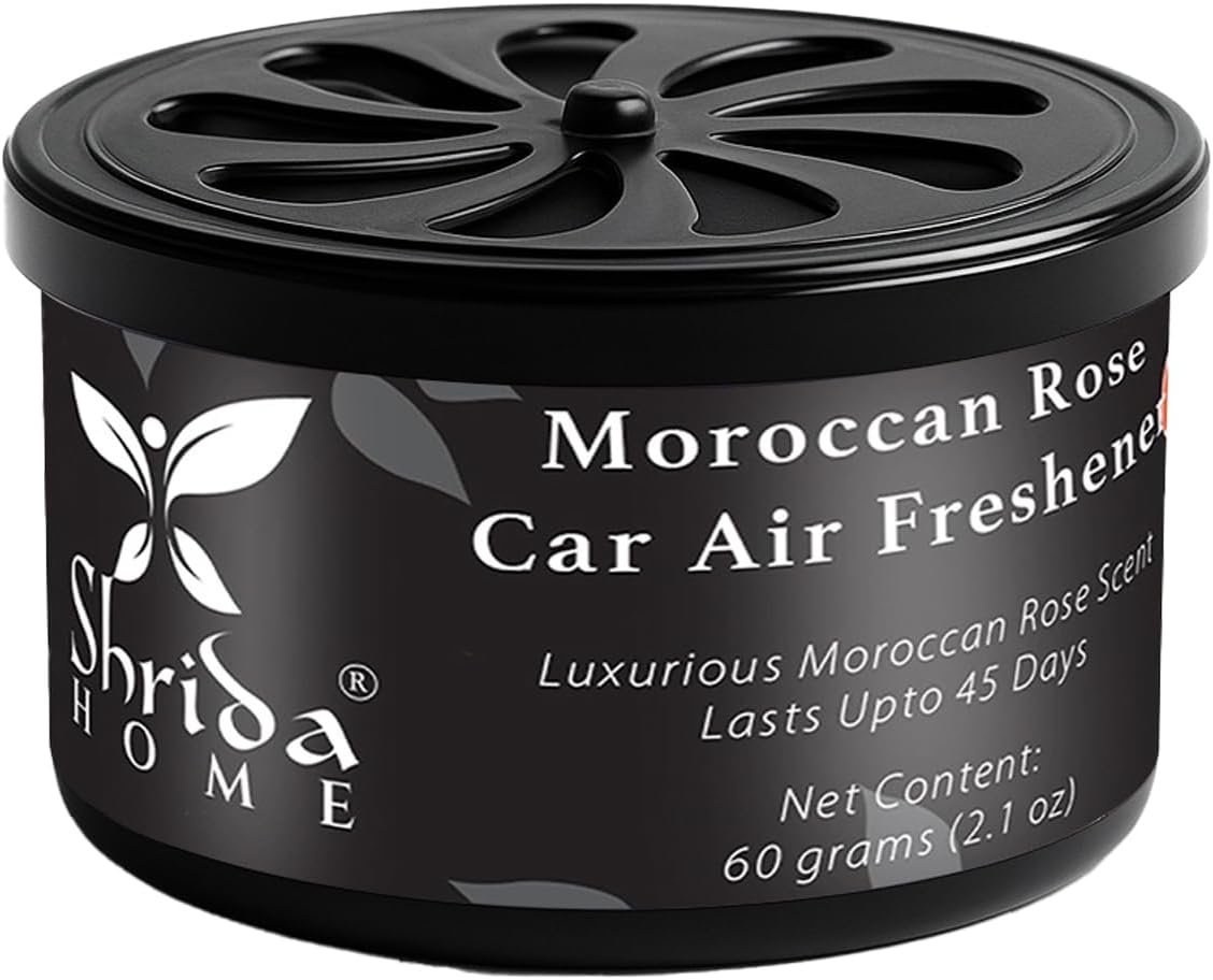 60g Moroccan Rose Car Air Freshener Gel, Long-Lasting Organic Essential Oil Car Perfume, Luxury Floral Gel Diffuser, Natural Odor Remover, Spill-Proof Car Scent for Dashboard & Vents
