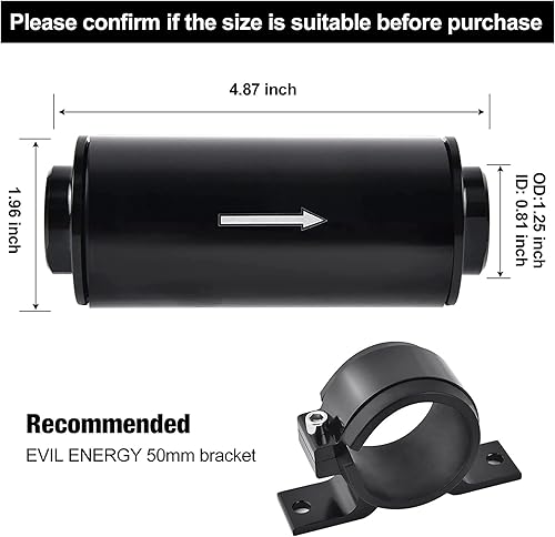 Miniatura 2 de EVIL ENERGY 6AN 8AN 10AN Filtro de combustible en línea 10 micrones 50MM aluminio