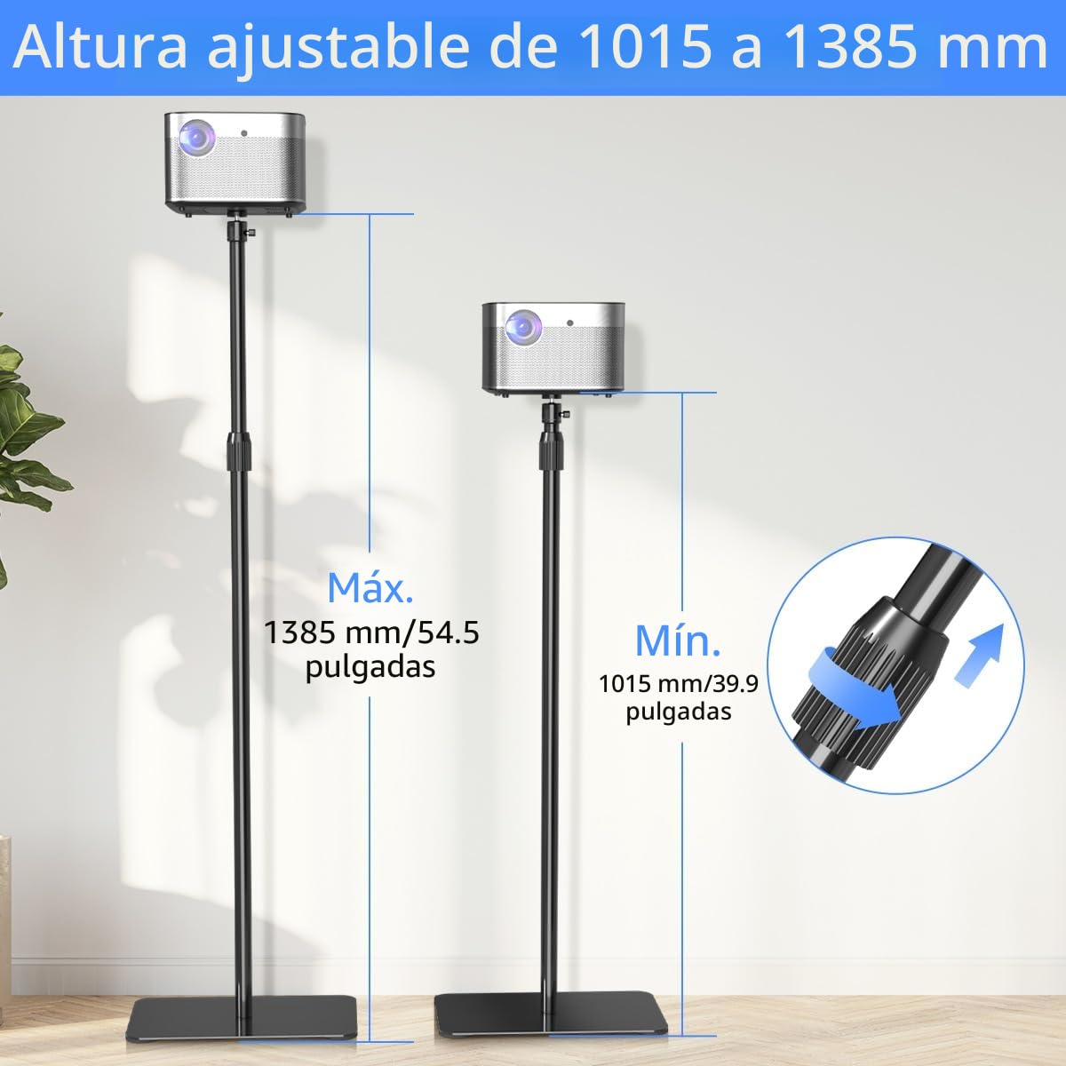 suptek Soporte Proyector de Metal, Giratorio 360°, Altura Ajustable de 101 a 138 cm, Soporte para Mini Proyector, Compatible con Cámara DVR de Video Vlog para Hogar y Oficina, PR001F