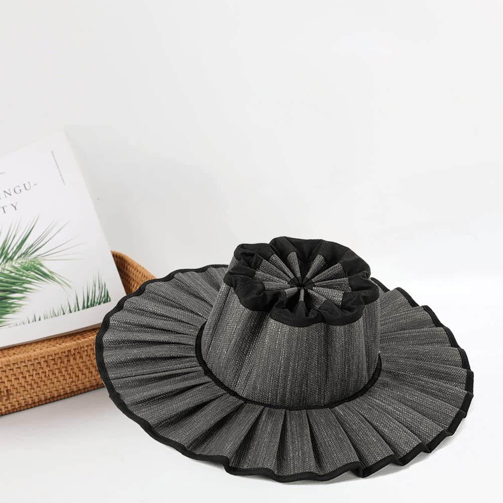 Imperméable À L' Papyrus Coton Pliable Plissé Femmes Chapeaux De Adulte Printemps Été Extérieur Plage Ombre Fille Casquette