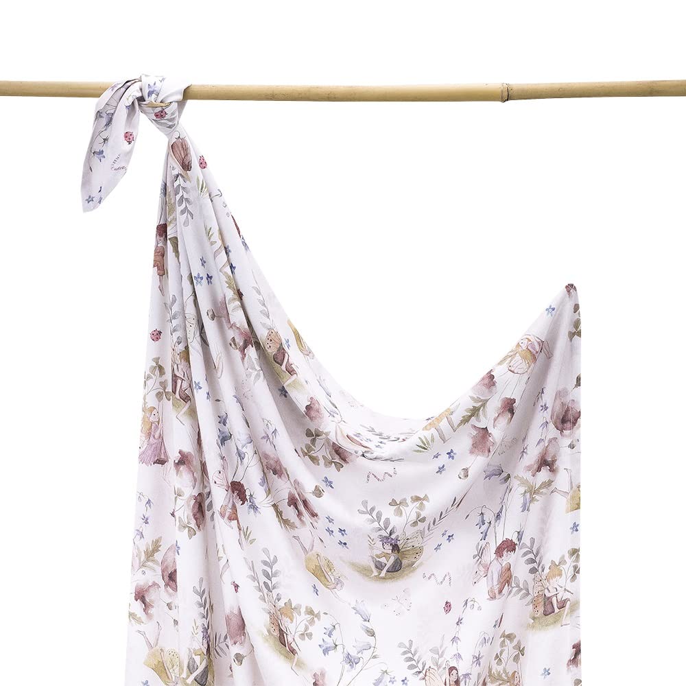 Kocyk otulacz bambusowy, lekki, chłodzący koc, becik na lato, na wakacje na plażę dla dziecka, dla niemowlaka, na baby shower. Rozmiar 75x100cm. Przeciwsłoneczny na upały. Makaszka Fairies