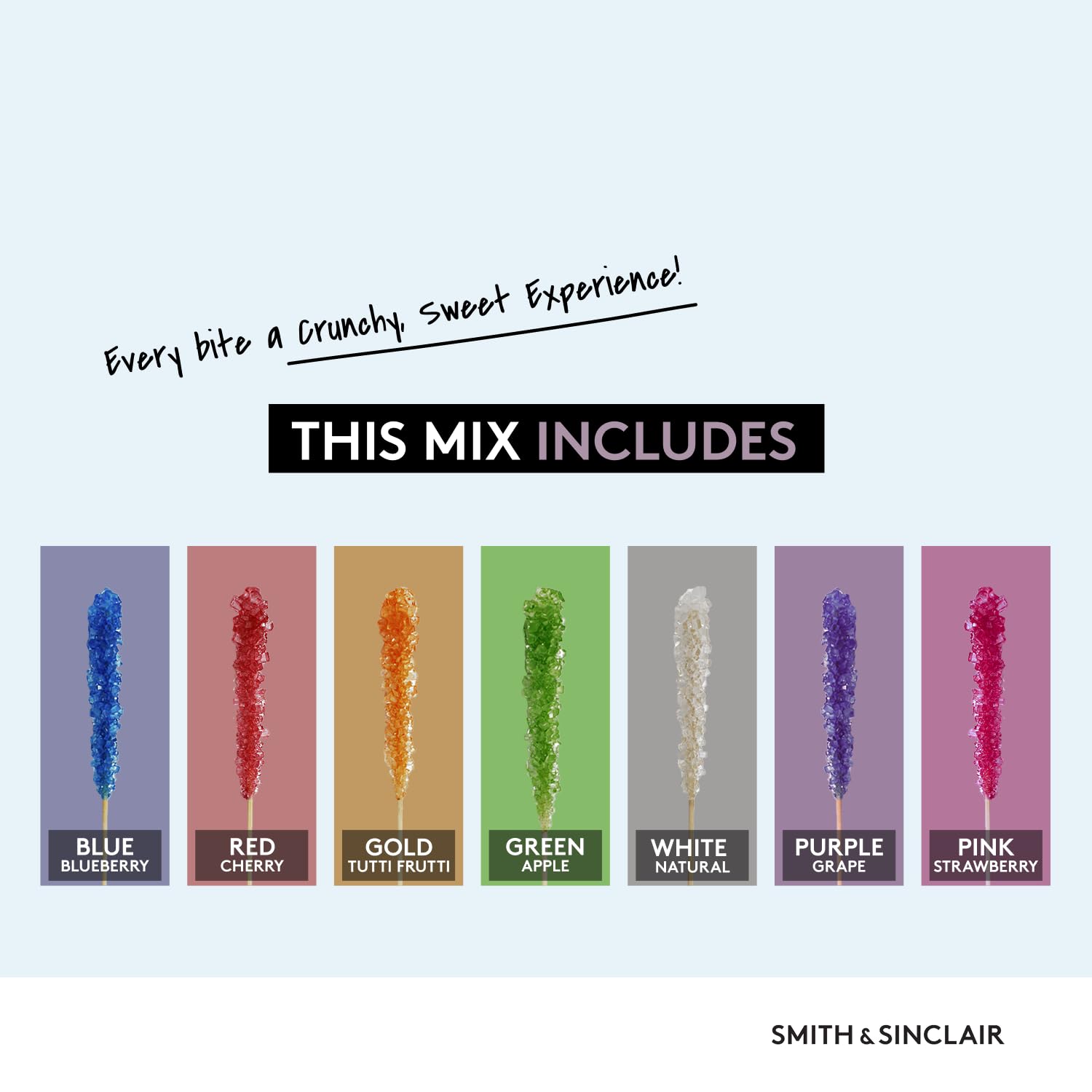 Rock Candy Sticks, Azúcar Cristal en Palillo, 8 Sabores 48x14 g
