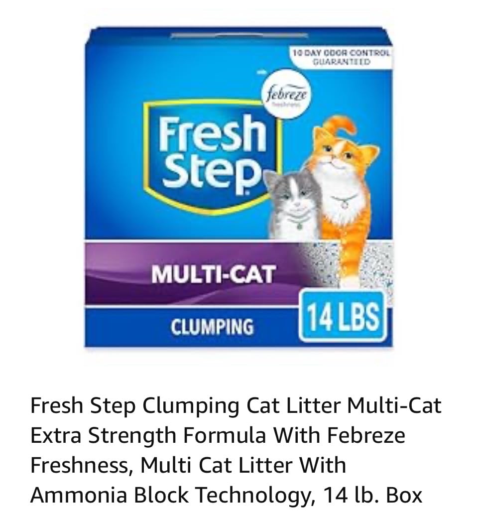 Fresh Step Clumping Cat Litter, Multi-Cat, Long Lasting Odor Control Kitty Litter with Activated Charcoal, Low Dust Formula, 14 lb photo review