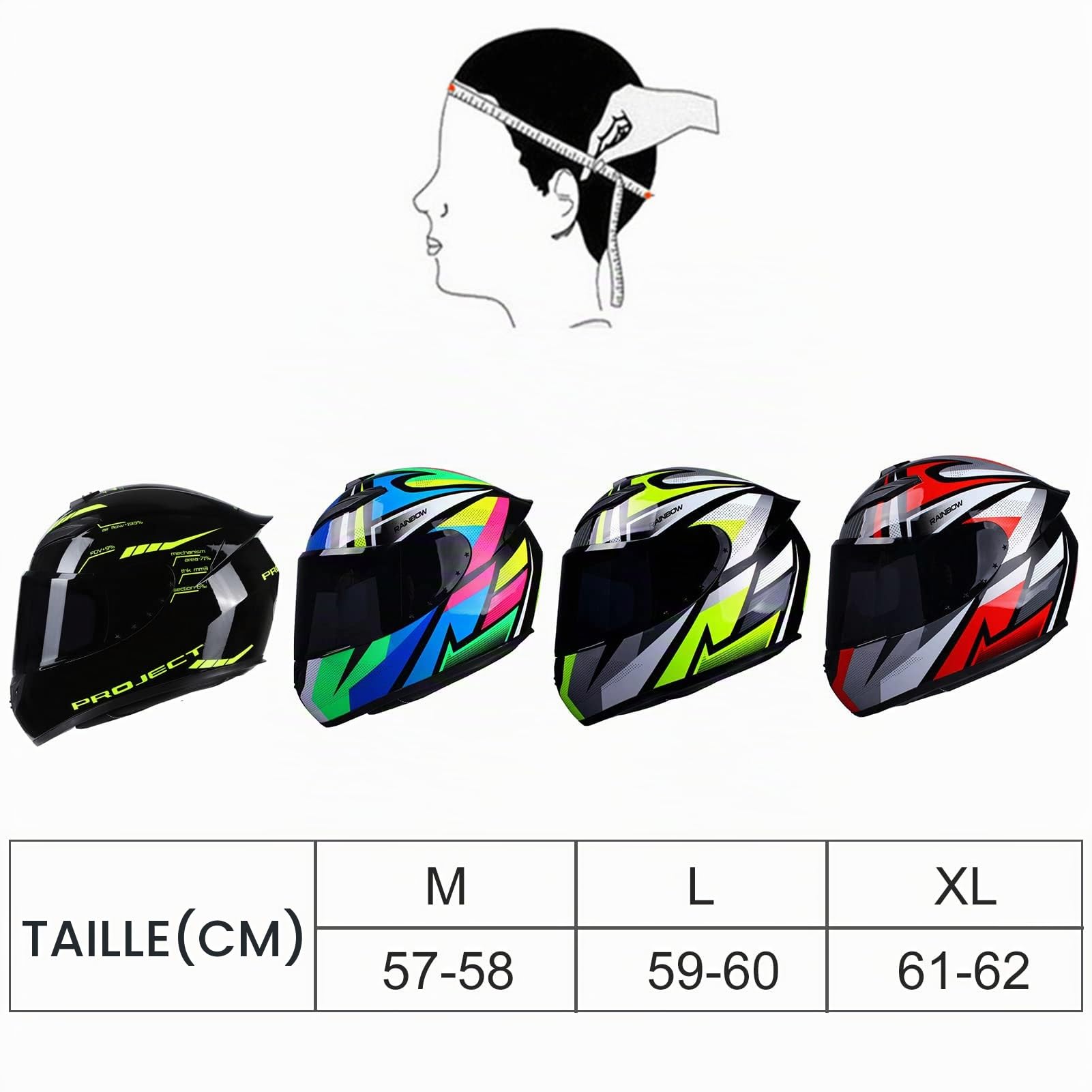 Casque de moto intégral casque de rue rapide unisexe adulte équipement de cavalier cool quatre saisons nouveau casque de moto de tourisme de rue Style A taille M