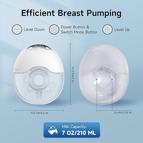 Miniatura 2 de Extractor de leche eléctrico portátil manos libres con 4 modos y 12 niveles, recargable y pantalla inteligente, doble bomba de lactancia materna,