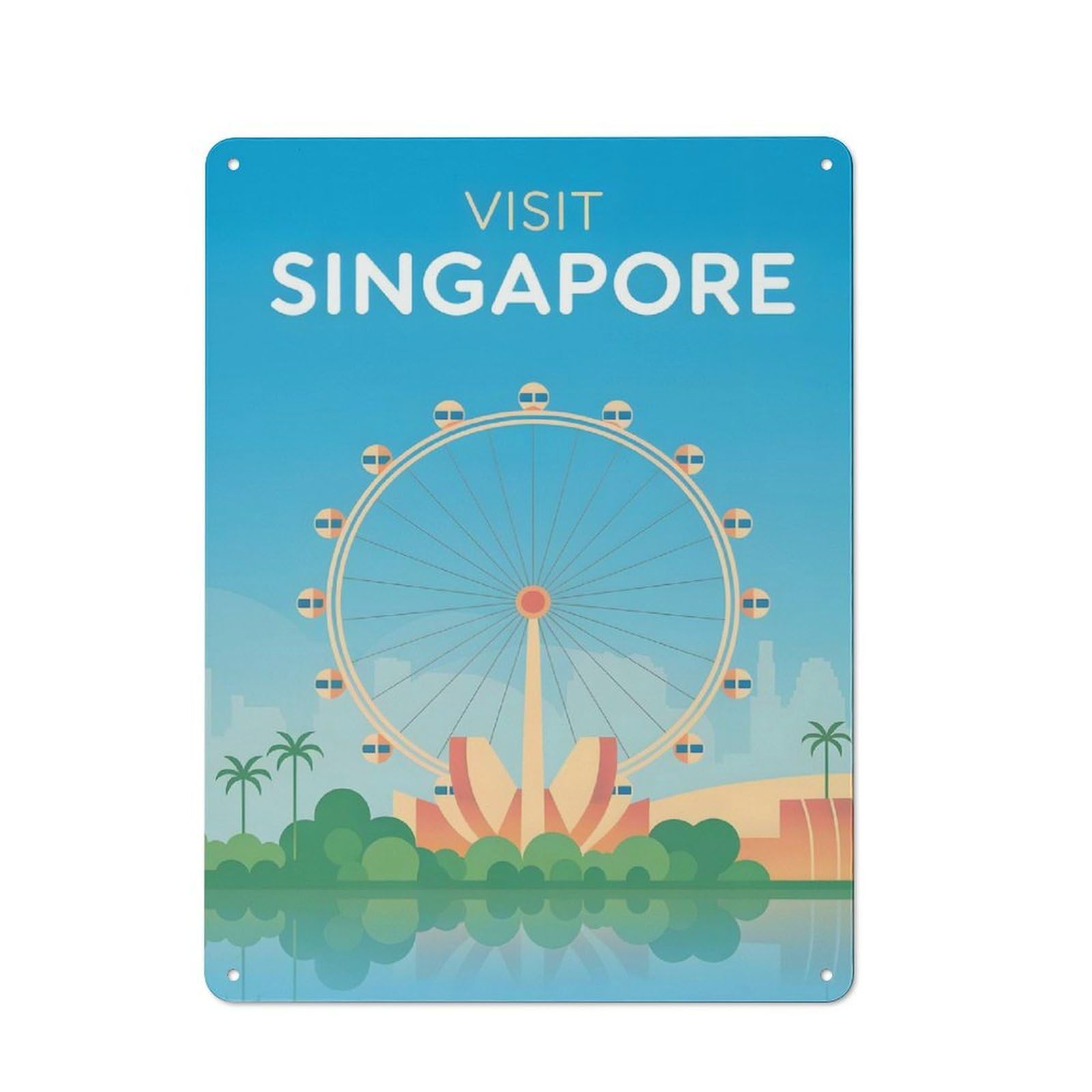 Junmoney Style-22 Visit Singapore Travel Tin Sign 40X30cm, Creative Studio Wall Plaque For Hobby Room, Office, Lounge Or Living Room