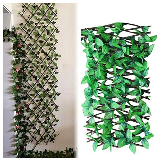 Binwe Wooden Retractable Fence,Artificial Leaf Faux Ivy Expandable/Stretchable Privacy Fence Screen, UV Protected, Suitable for Garden, Fence, Backyard and Decor