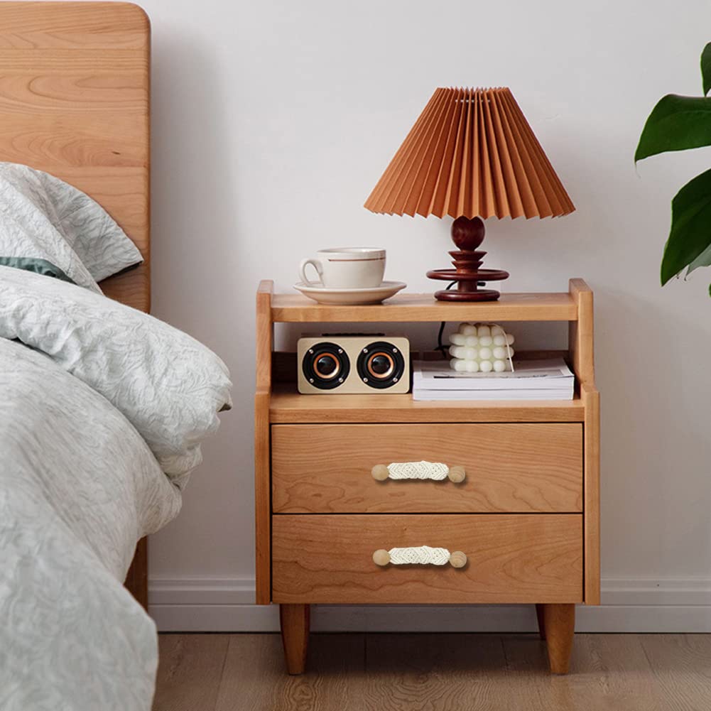 bohemian dresser knobs Nogis 6Pcs Boho Dresser Knobs Boho Drawer Pulls Rattan Knobs Wood Knobs for Dresser Drawers Rattan Drawer Pulls Wood Cabinet Knobs for Cabinets,