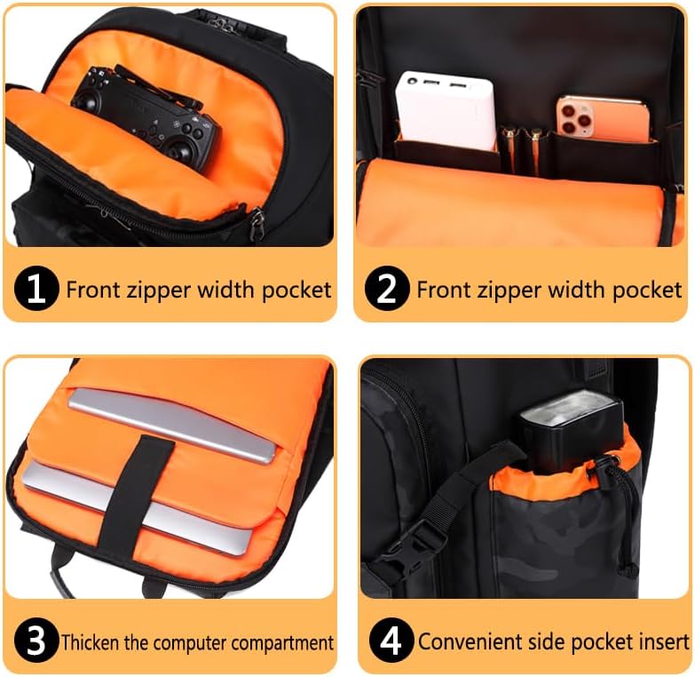 Miniatura 5 de Tuceng Camera Backpack DSLRSLRMirrorless Case Large Men&Women Photography Bag with Laptop Compartment&Tripod Holder (Orange)