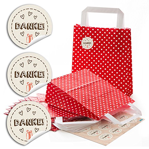 Logbuch-Verlag 10 zakjes papieren zakken rood wit met handgrepen onderaan cadeau gasten bruiloft verjaardag party… - Image 7