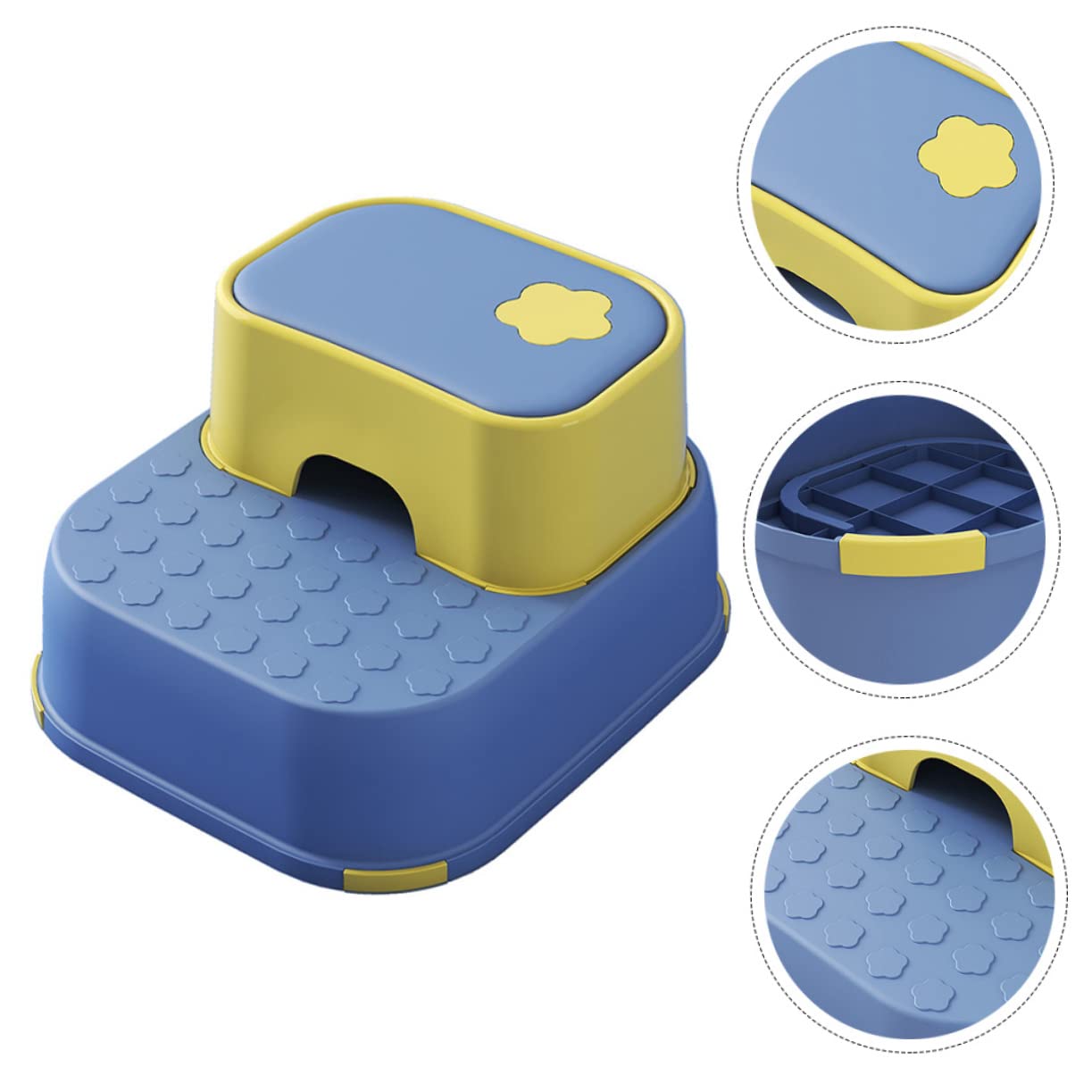 Taburete De Doble Capa Antideslizante para Niños, Escalón Seguro para Baño, Material PP Resistente, Diseño Azul y Amarillo, Adecuado para Bebés y Uso En Lavamanos, 1 Unidad