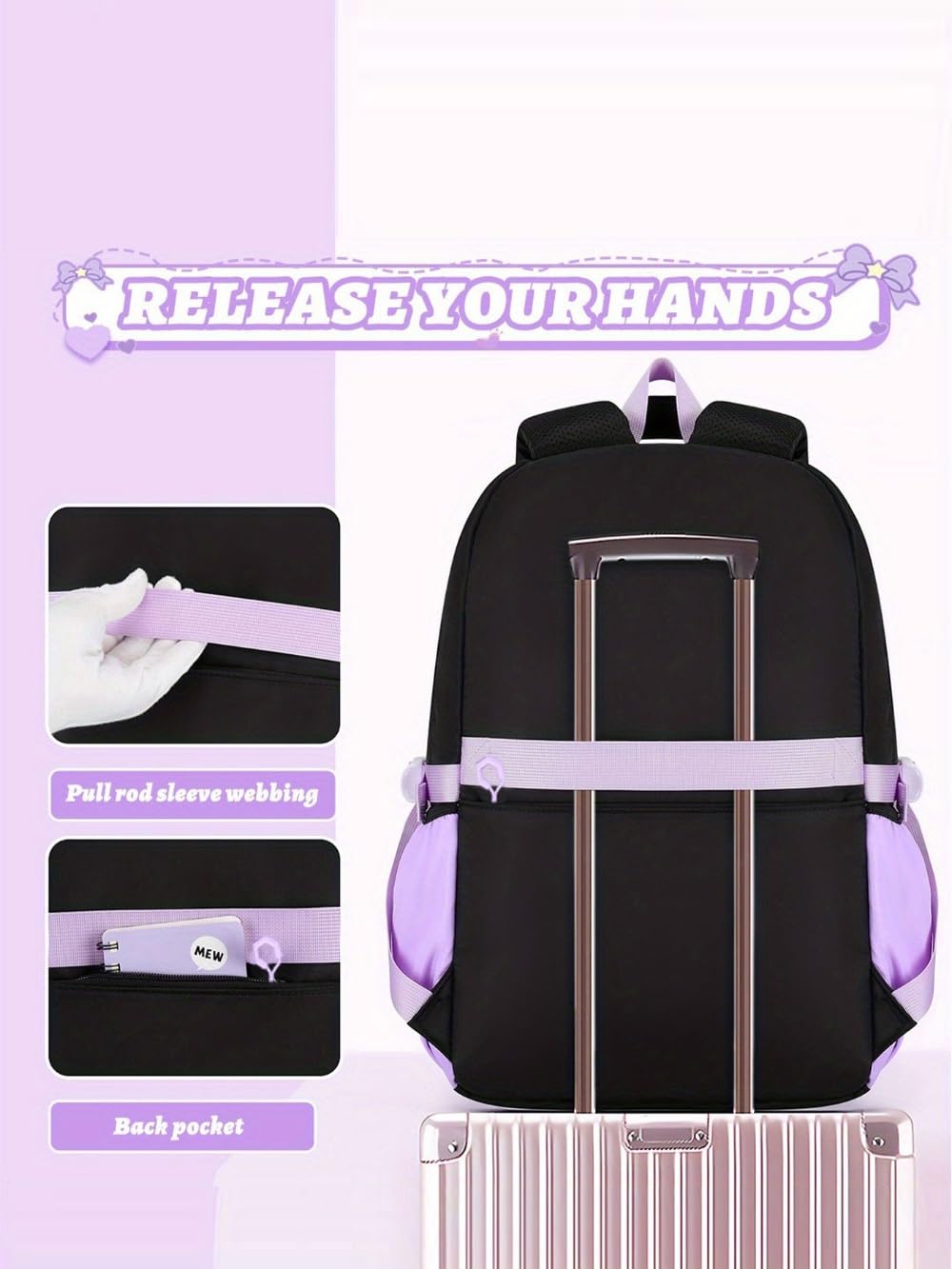 Kit de fournitures scolaires 3 pièces pour sac à dos grande capacité