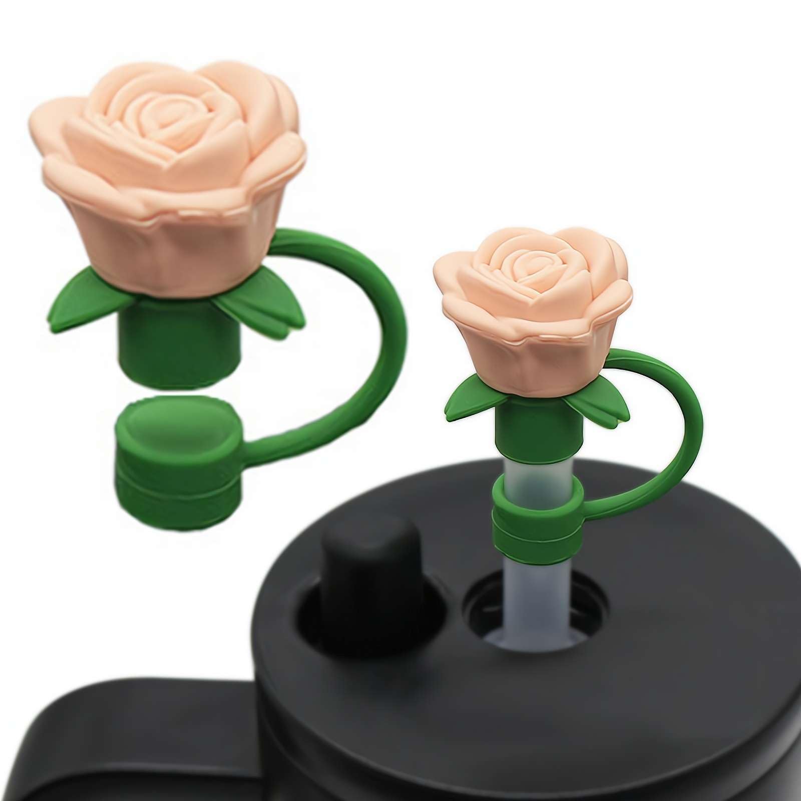 Topper rosa carino con cannuccia a forma di fragola / compagno di