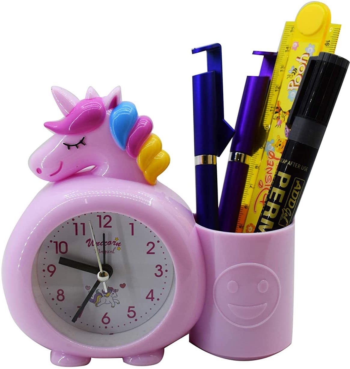 Fastgear Plastic Unicorn Alarm Table Clock with Pen/Pencil Stand for Kids (Pink) 2