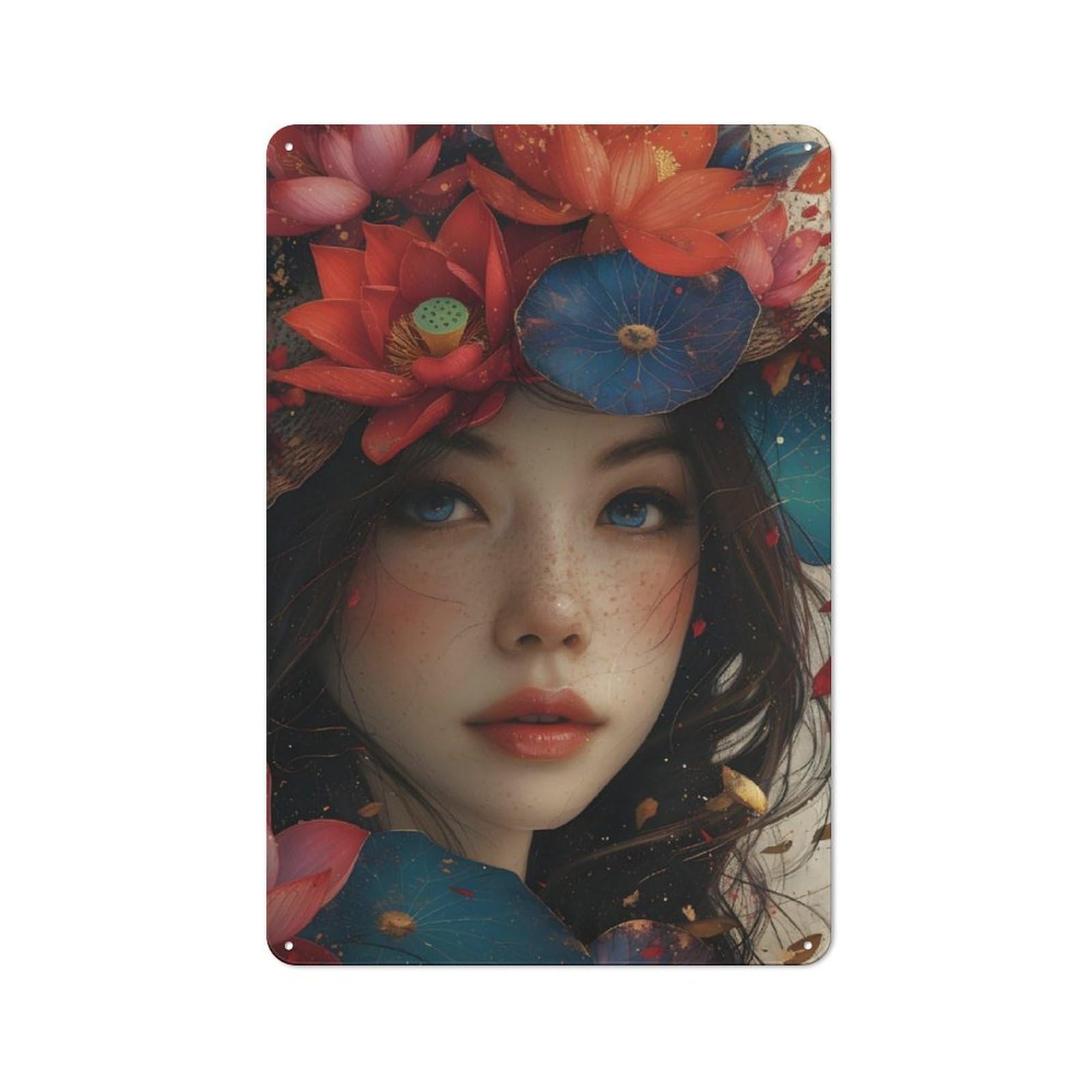 Junmoney Flower Frame For Man Cave Or Games Room, Retro Metal Plaque 30X20cm, For Metal Sign Collectors, For Garage And Workshop Walls