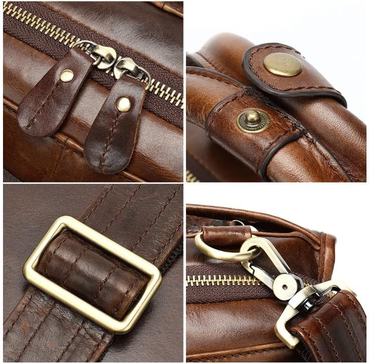 Genuine Leather Briefcase Retro Handheld Business Bag Professional Casual Laptop