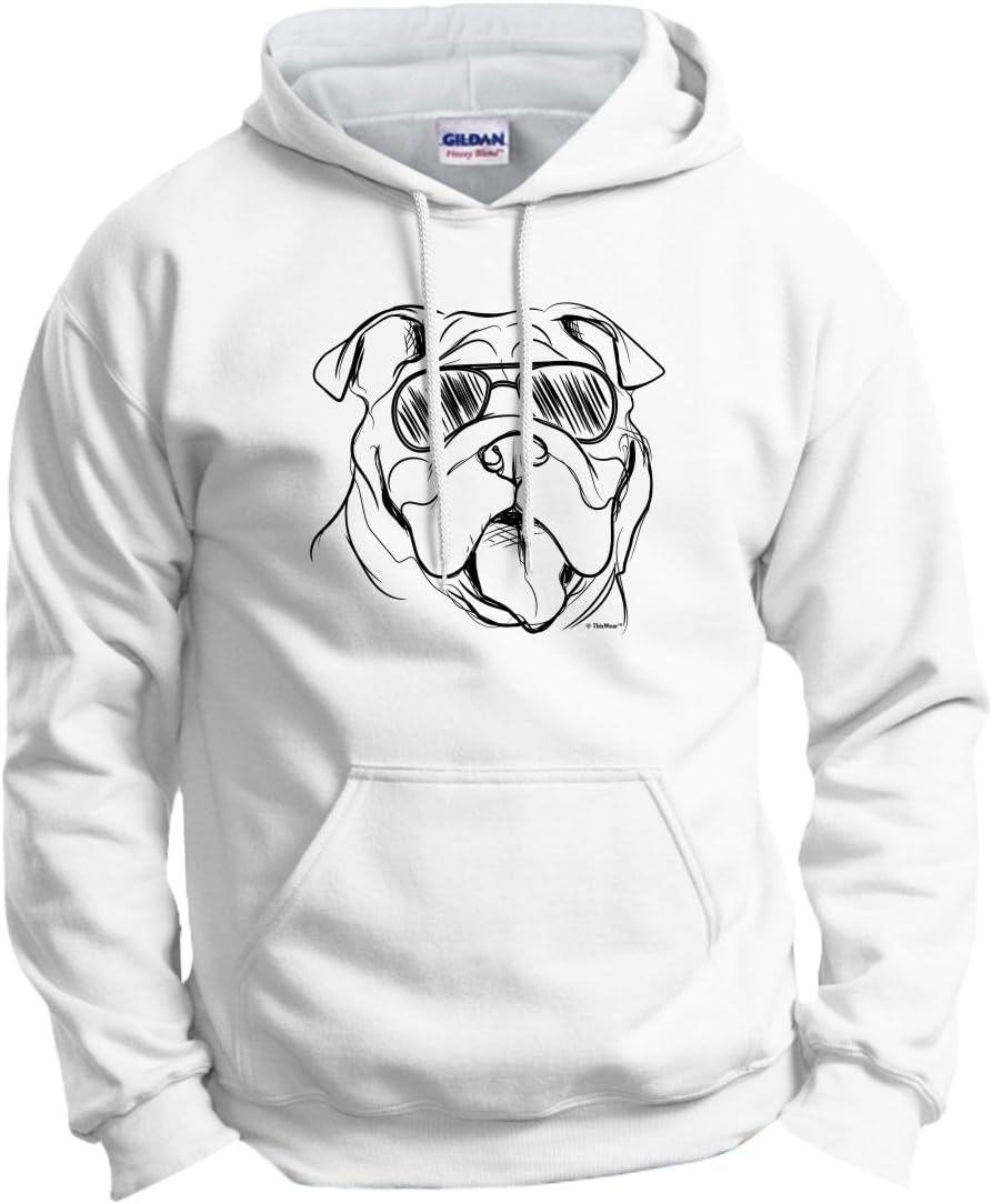 ThisWear Bulldog Gifts English Bulldog Sunglasses Dog Gift Hoodie Sweatshirt