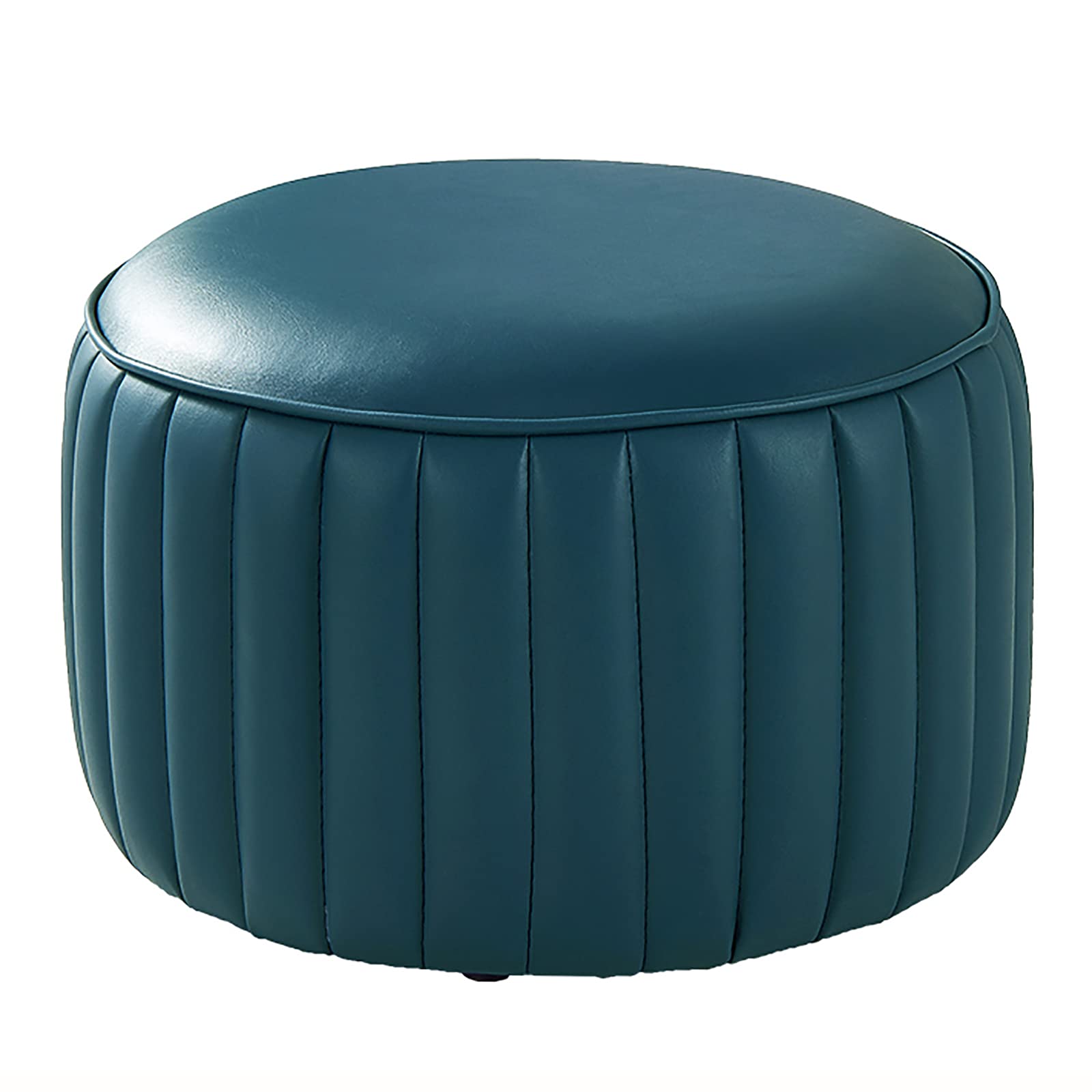 Repose-Pieds Rond en Cuir Bleu Paon : Votre Allié Détente pour un Salon Cosy