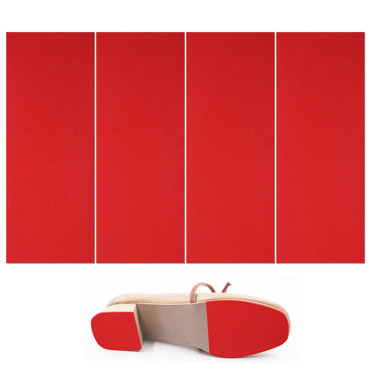 4 Pcs 9.84×3.94in/25×10cm Shoe Sole Protector, Non-Slip Silicone Shoe Grip Sticker, Self Adhesive Shoe Bottom Protector, Noise Reduction Shoe Sole Pads for Man Women, Red