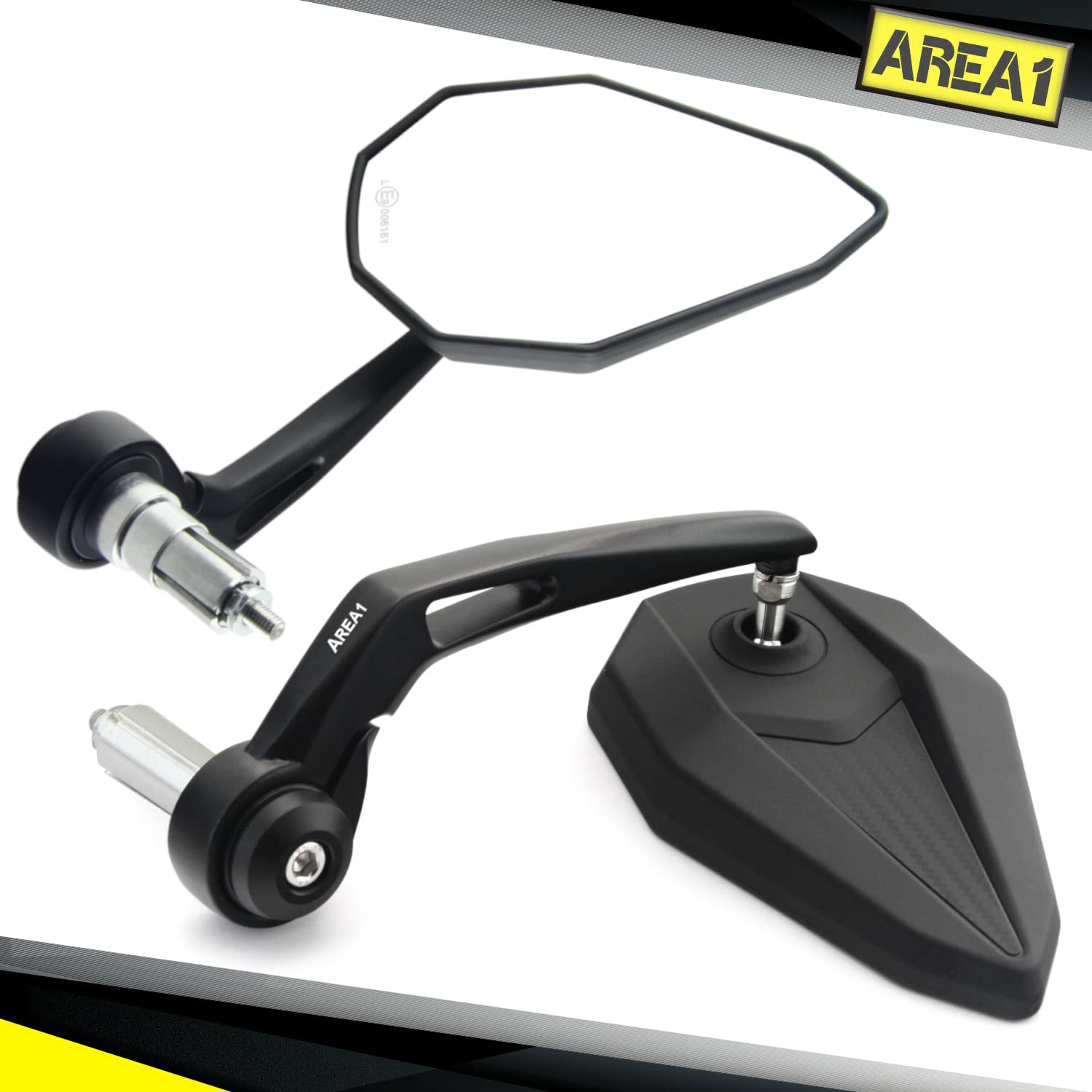 Area1 Motorrad Spiegel Lenkerendenspiegel CNC kompatibel mit Duke 125, 200, 690, Duke R / 2x Spiegel kompatibel mit 620 E Duke (V55)