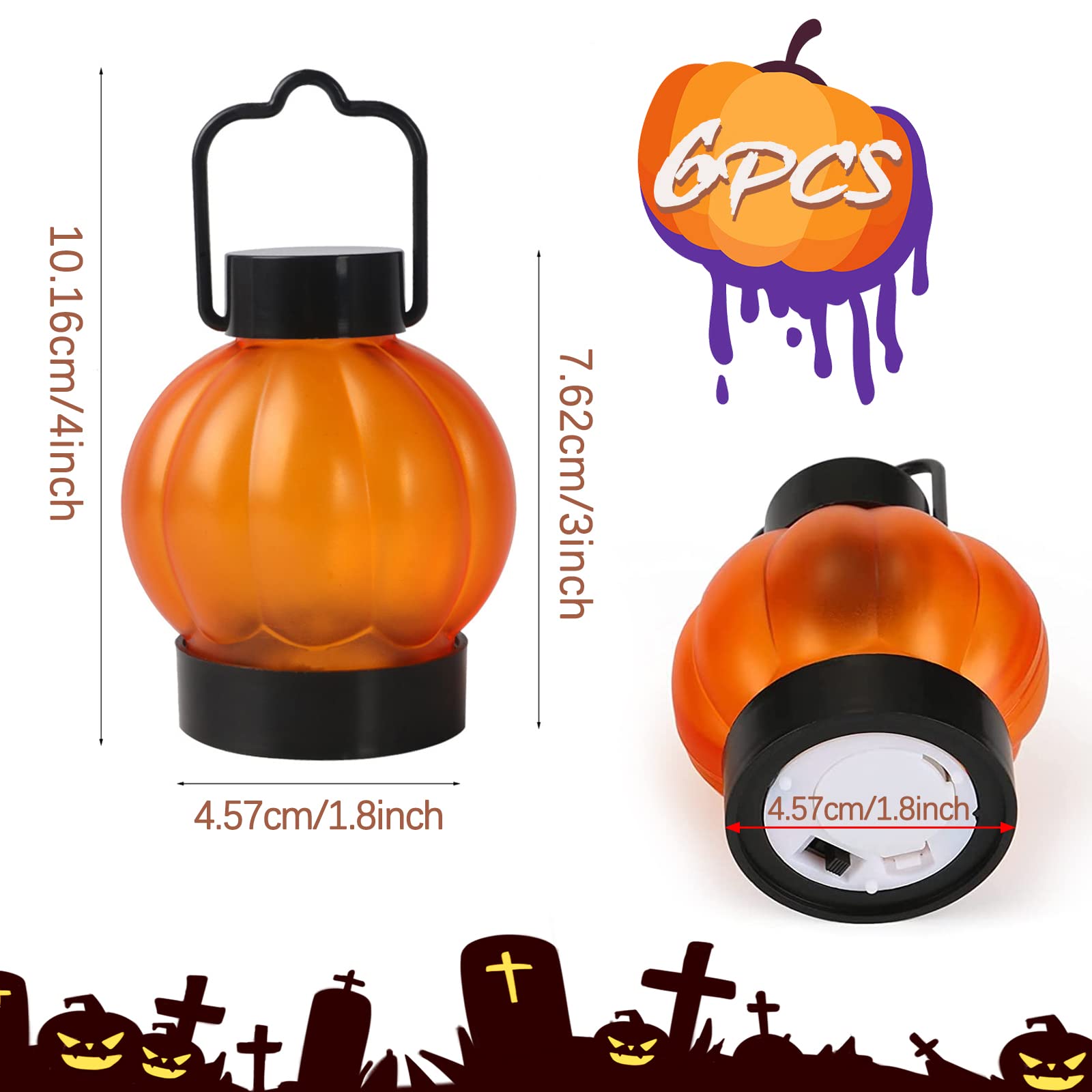Lot De 6 Bougies LED Halloween Sans Flamme - 3 Visages Citrouille Effrayants, Décor De Table Intérieur/extérieur