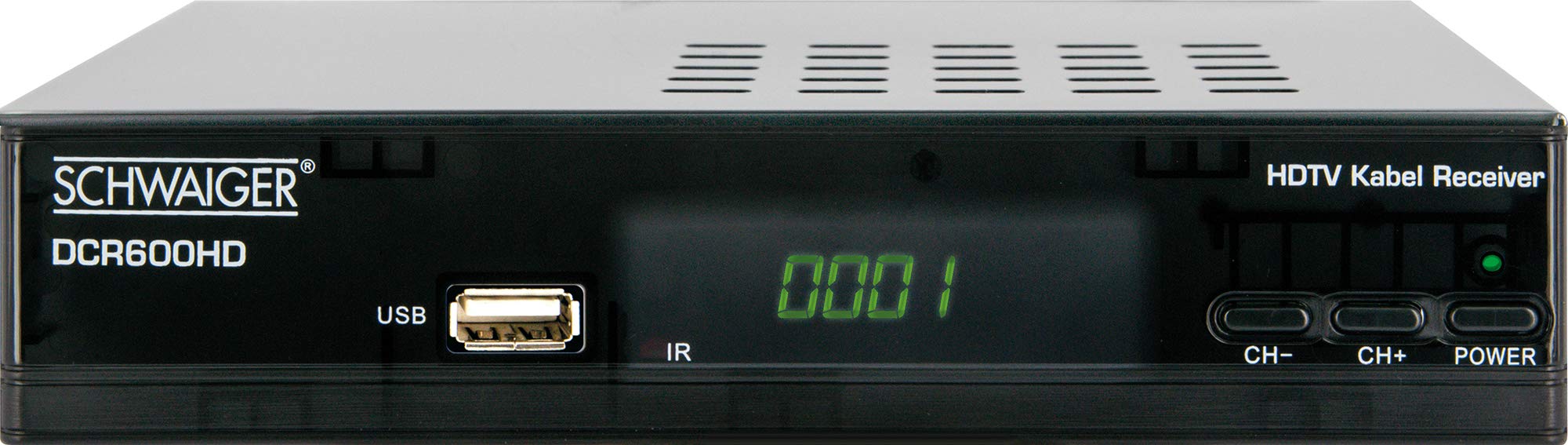 Schwaiger GmbH- Full HD Kabelreceiver/digitales Kabelfernsehen/USB 2.0-, HDMI-, SCART-Anschlüsse/Fernbedienung und Batterien inklusive/schwarz, DCR600