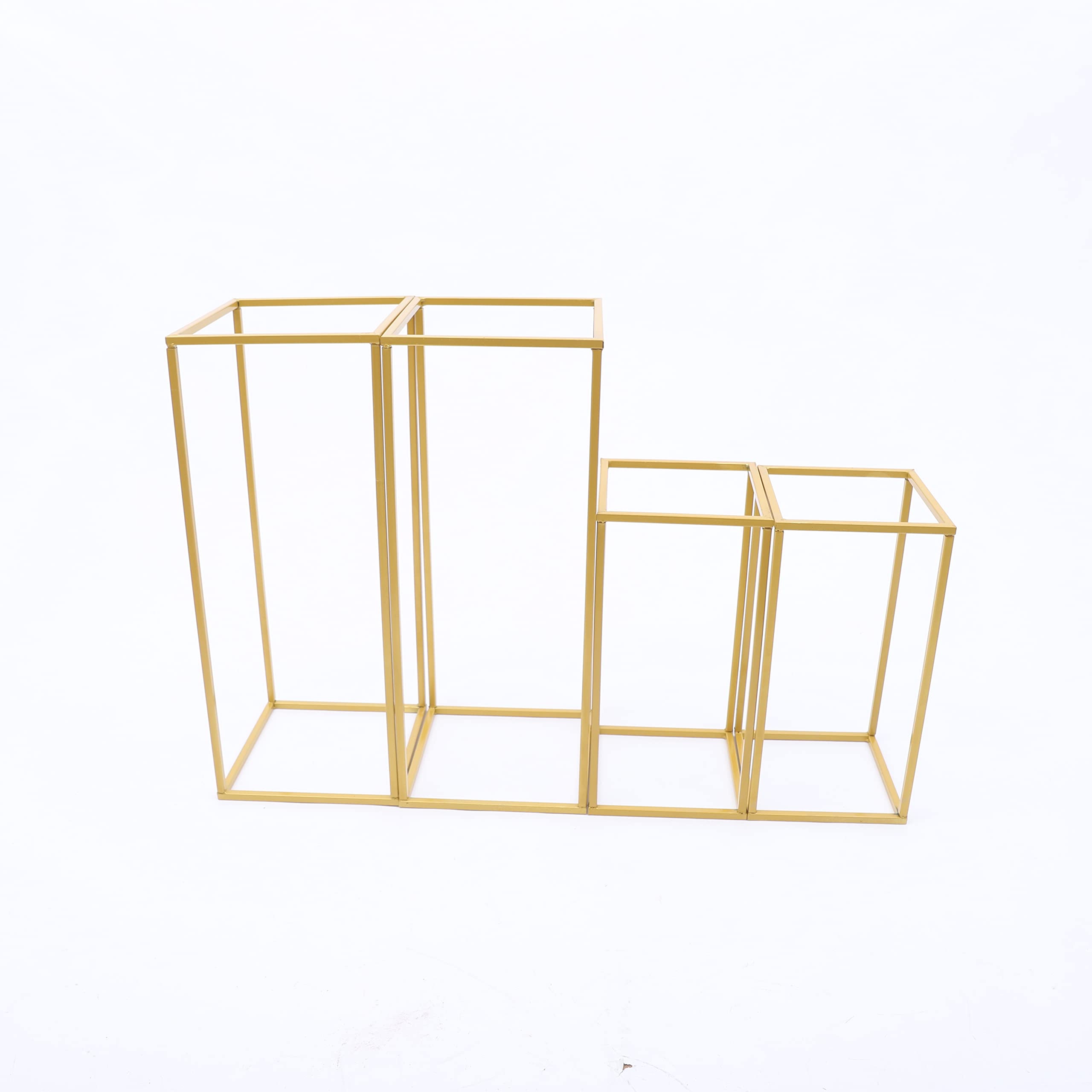4 soportes de metal para flores de columna dorada, soporte de metal, soporte de flores, rectángulo, soporte de boda, columna central