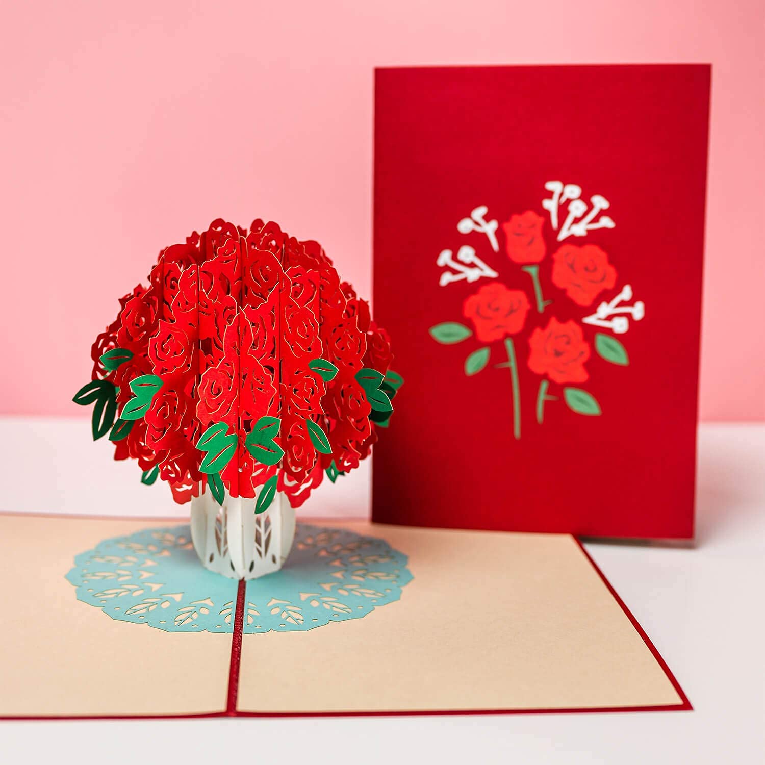 3D Pop-Up Grußkarte Mit Rosenstrauß – Für Valentinstag, Muttertag, Geburtstag, 20,3 X 15,2 Cm