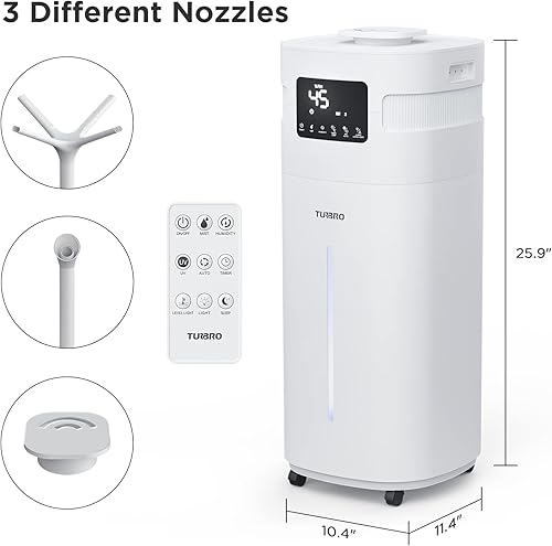 Vista 8 de TURBRO Humidificador comercial, habilitado para WiFi, vaporizador de aire ultrasónico de 5.3 galones20L para habitaciones grandes de hasta 2000 pies