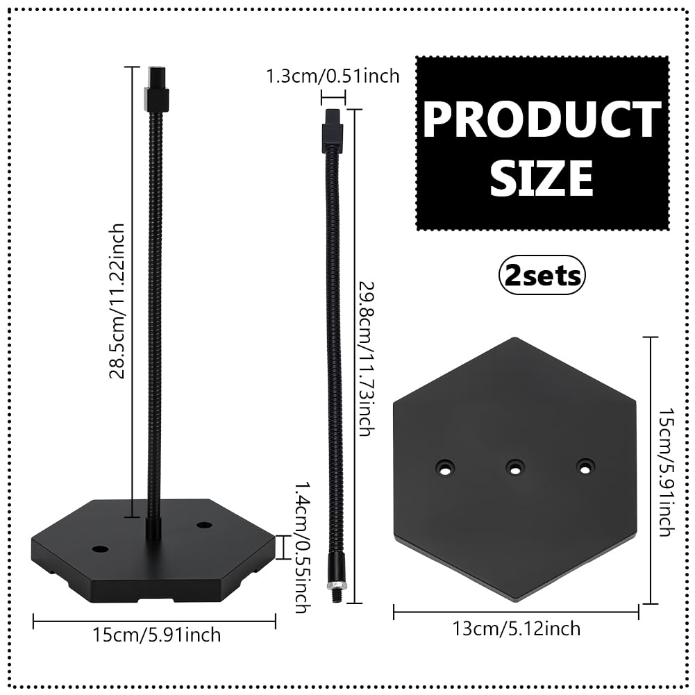 FINGERINSPIRE 2Sets Adjustable Snake Bones Action Figure Stand Black Assembly Action Figures Display Holder with Hexagon Base Plastic Model Support Stands Miniature Model Bases for HG RG SHF Figures - Image 2