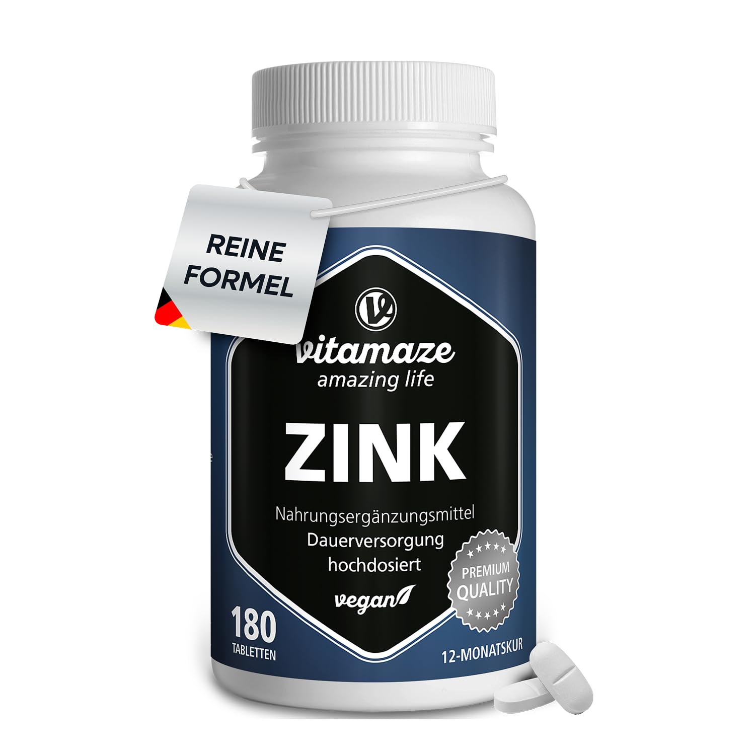 Zink Tabletten hochdosiert 25 mg je Tagesdosis 50 mg pro veganer Tablette für 12