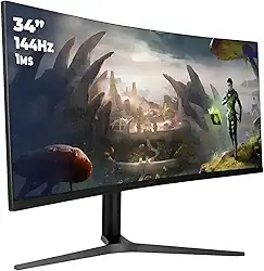 Monitor Gamer Curvo UltraWide 34" 165Hz 1ms Resolução WQHD, 2x Entradas HDMI e DisplayPort com Ajuste Inclinação e Suporte VESA 75x75 mm