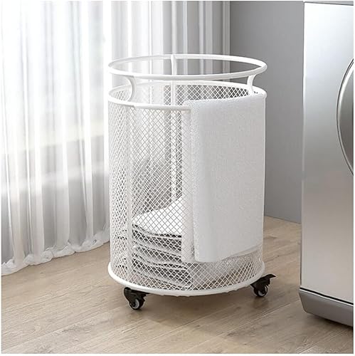 Miniatura 6 de zktoermn Cesta de lavandería, clasificador de lavandería, canasta de metal para ropa con ruedas y asa, para el hogar, apartamento, dormitorio, baño,