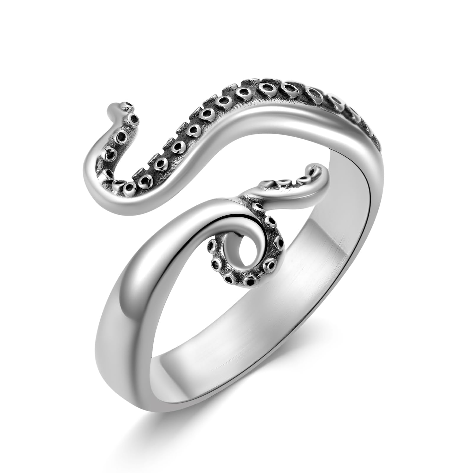Killerwal offener Ring für sie Orca offener Ring 925 Sterling Silber Hai Ring Oktopus Tentakel Ring Ozean Tier offener Ring