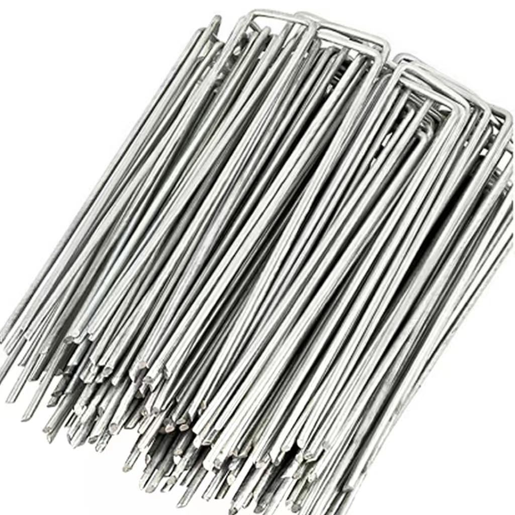 Garden Landscape Staples, 100Pcs 6inch Outdoor Heavy Duty Stainless Steel Ground Garden Stakes Grass Galvanized Landscape Staple Pins for Securing Fences Weed Barrier