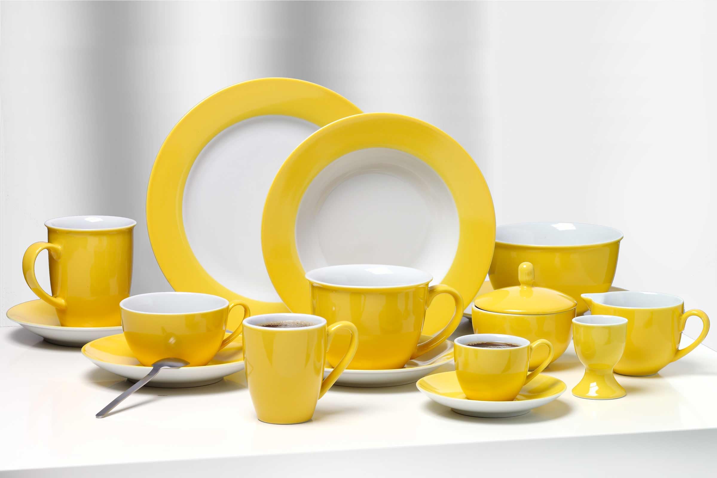 Ritzenhoff & Breker Doppio Espressotassen mit Untertassen, 6er Set, 80 ml, Bunter Mix, Porzellan, Buntes Mix-und-Match-Geschirr