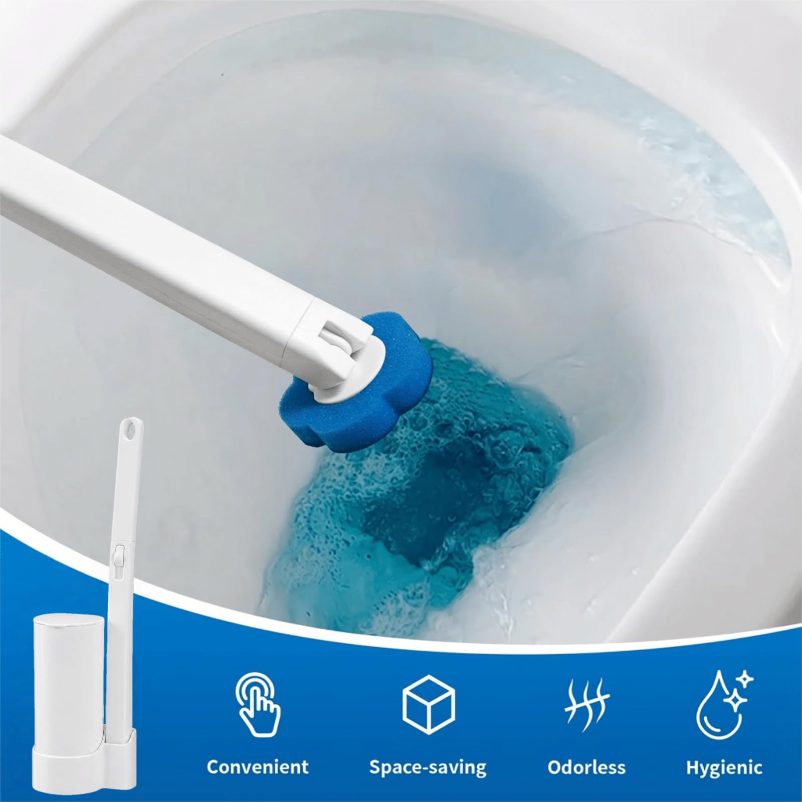 Escobilla de inodoro desechable, cepillo de inodoro y soporte con almohadillas de repuesto limpiadoras, cepillo de inodoro montado en la pared, kit de inicio de varita de inodoro, 24 recambios para