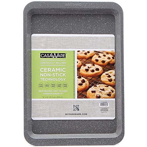 casaWare Ceramic Coated NonStick Cookie/Jelly Roll Pan (10 X 14-Inch, Silver Granite)