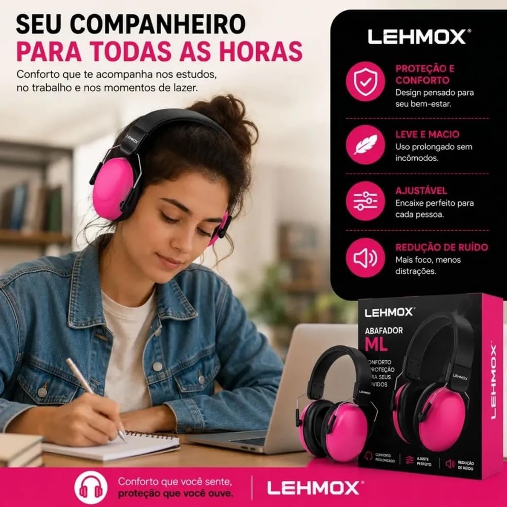 Abafador de Ruído Autismo TEA, TDAH, Sensibilidade Sensorial Tipo Concha Ajustável, 32dB, Protetor Auditivo Infantil e Adulto, Anti Ruído para Estudos, Trabalho, Viagens e Eventos (Preto) Abafador de Ruído Autismo TEA, TDAH, Sensibilidade Sensorial Tipo Concha Ajustável, 32dB, Protetor Auditivo Infantil e Adulto, Anti Ruído para Estudos, Trabalho, Viagens e Eventos (Preto)