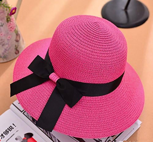 Fandear The Korean version of the new ocean Ms. straw hat summer bow tie hat sunscreen beach sun shaded coach along the cap D