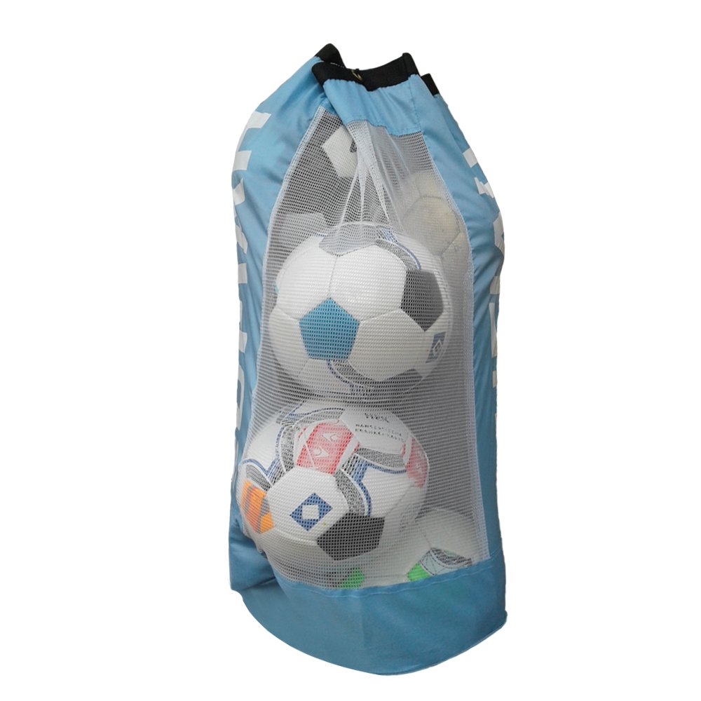 4 6 8 12 Balls Heavy Duty Football Bag Soccer Ball Holder Shoulder Strap Training Bags (Blue-Bag, 8 Balls)